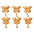 Set of 6 small butterfly design Khopar pins, 24K gold plated copper, perfect hair accessory for stylish looks.