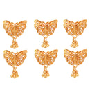 Set of 6 Small Projapoti Khopar Hair Pins, gold plated with butterfly design, ideal for stylish hair accessories.