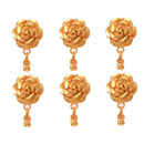 Set of 6 small gold plated Khopar kata hair pins in rose shape, perfect for elegant hairstyles.