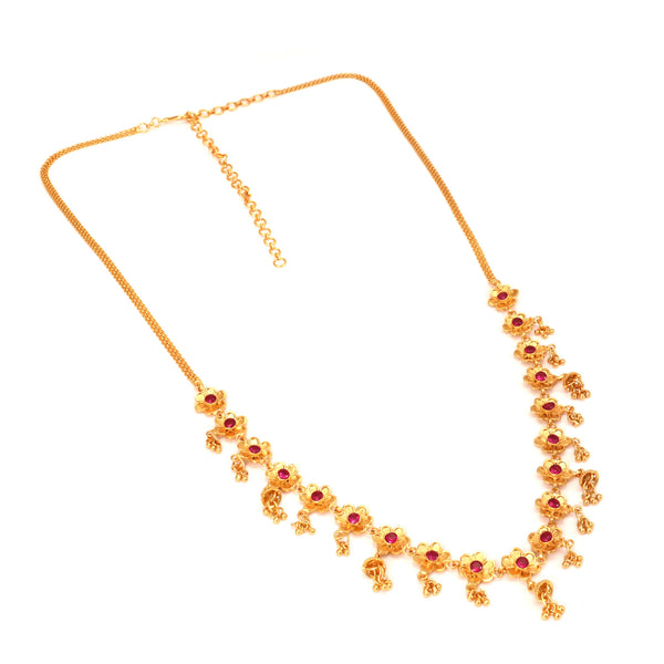 Stone Drop Flower Line Komor Bandhani - Waist Belt - BRISHNI