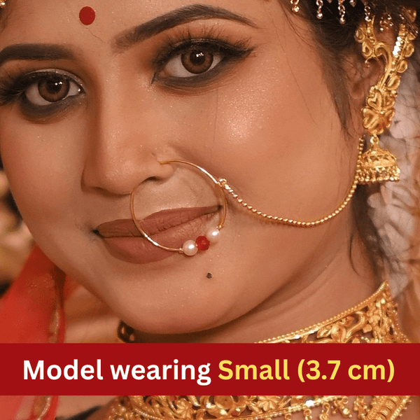 Three Beads Ball Chain Nose Ring (Nath) - BRISHNI