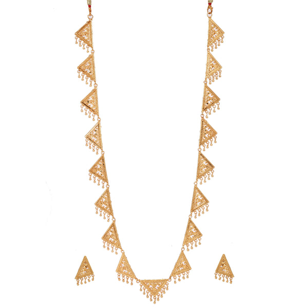 Trikon Drops Long Chatai Necklace Set - BRISHNI