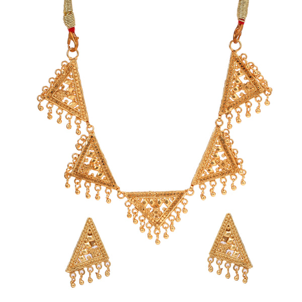 Trikon Drops Small Chatai Necklace Set - BRISHNI