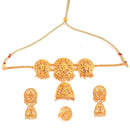 Trisha choker set with finger ring and earrings, 24K gold-plated jewelry, elegant design.