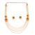 Twin Flower White Beaded Lahara Necklace Set - BRISHNI
