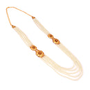 Twin Flower White Beaded Lahara Necklace Set - BRISHNI