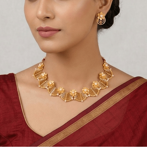 Varnika - Beads Embedded Designer Necklace Set - BRISHNI