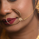 White Beaded Flower Nose Ring (Nath) - BRISHNI