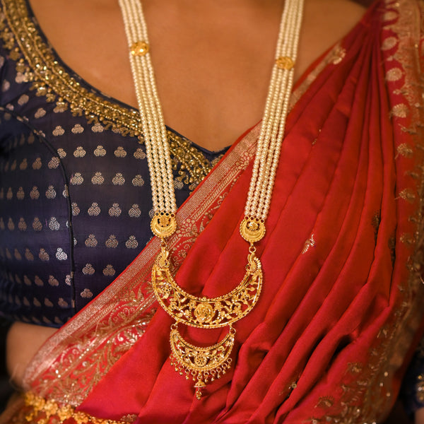 White Beaded Layered Moon Sitahar With Kanbali - BRISHNI