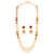 White Beaded Line Flower Framed Long Chatai Necklace Set - BRISHNI