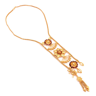 Floral Minakari Tie Chain Necklace Set