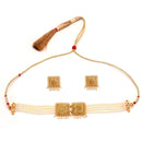 Square Motif Gold-plated Choker Necklace Set