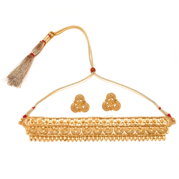 Roopkatha Flower and Half Moon Chocker Set | 22K Gold Plated