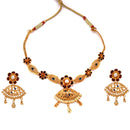 Aankhi - Minakari Flower Motif Necklace Set - BRISHNI
