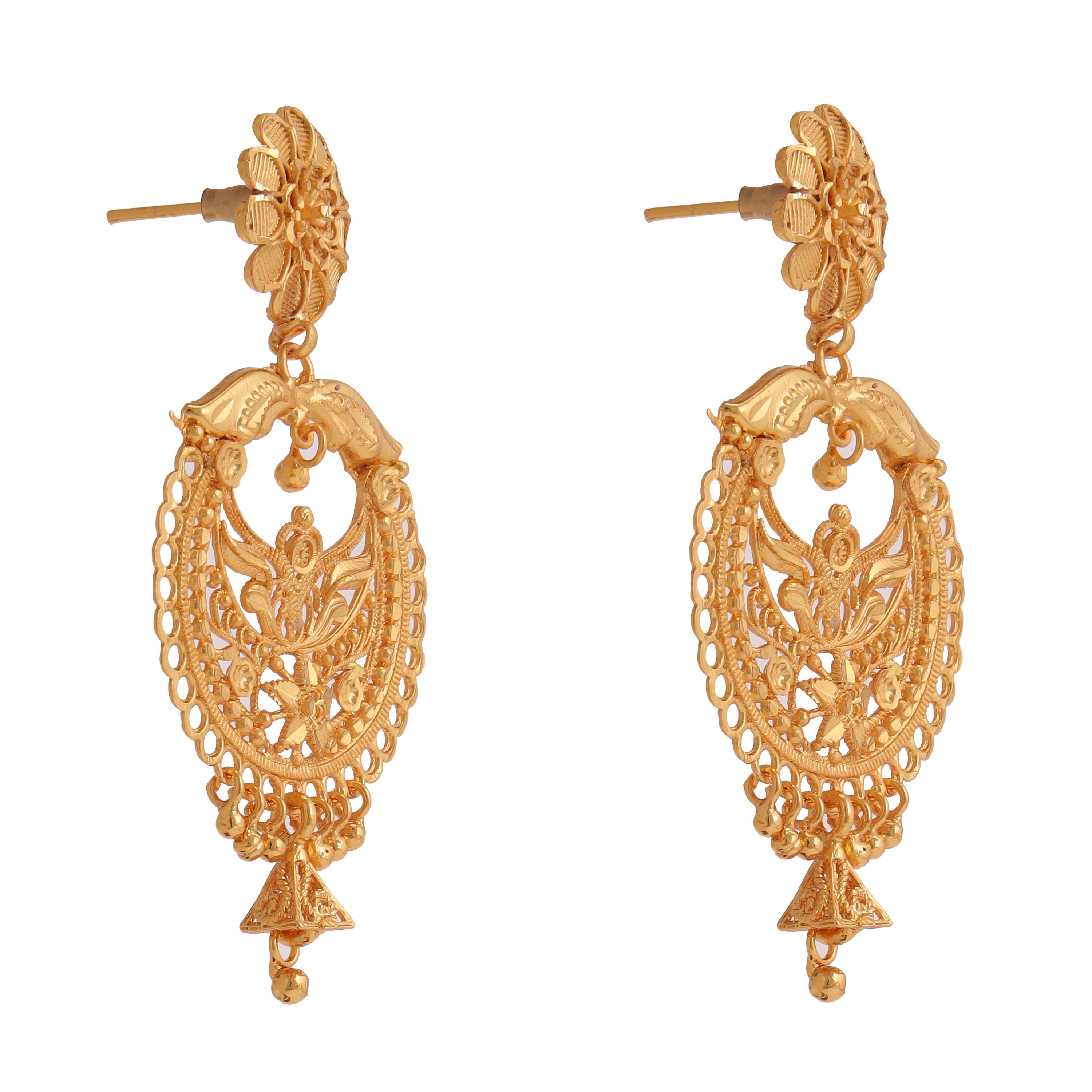 Buy AAYUSH 22K GOLD PLATED PEACOCK CHANDBALI/EARRINGS/KANBALA/KANER at  Amazon.in