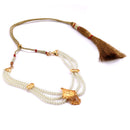 Aheli - White Beaded Ranihar Necklace Set - BRISHNI
