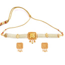 Box Design White Beads Choker Set - BRISHNI