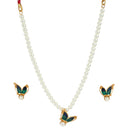 Butterfly Pendant Set With Beaded Tassel - BRISHNI