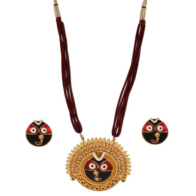 Chhau Inspired Jagannath Pendant And Studs - BRISHNI