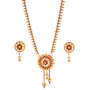 Floral Pasha Slick Sitahar Set featuring gold plated necklace and earrings, showcasing Bengali traditional design.