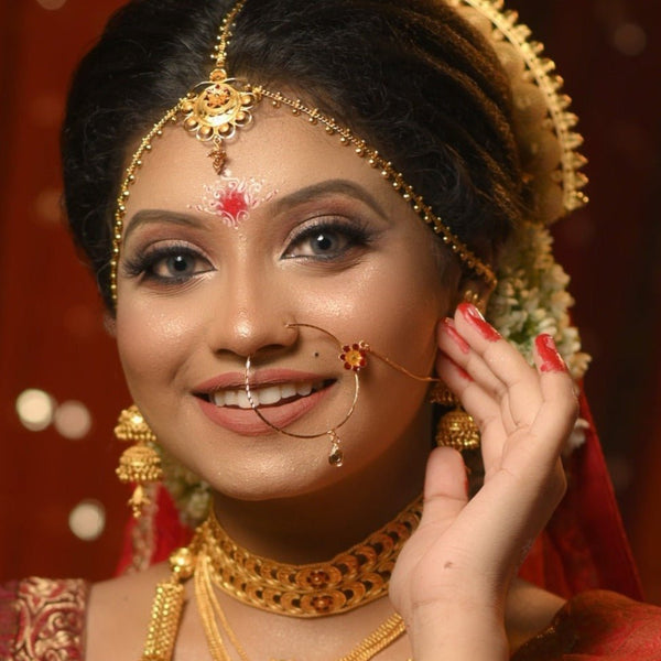 Entrancing Gold Nath For The Bengali Bride – NVR Jewellers