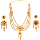 Flower Motif Heavy Lahara Necklace Set - BRISHNI
