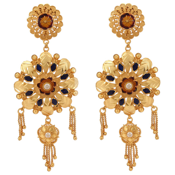 Flower Motif Heavy Lahara Necklace Set - BRISHNI