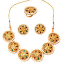 Flower Pasha Necklace Set With Finger Ring and Mangtika - BRISHNI