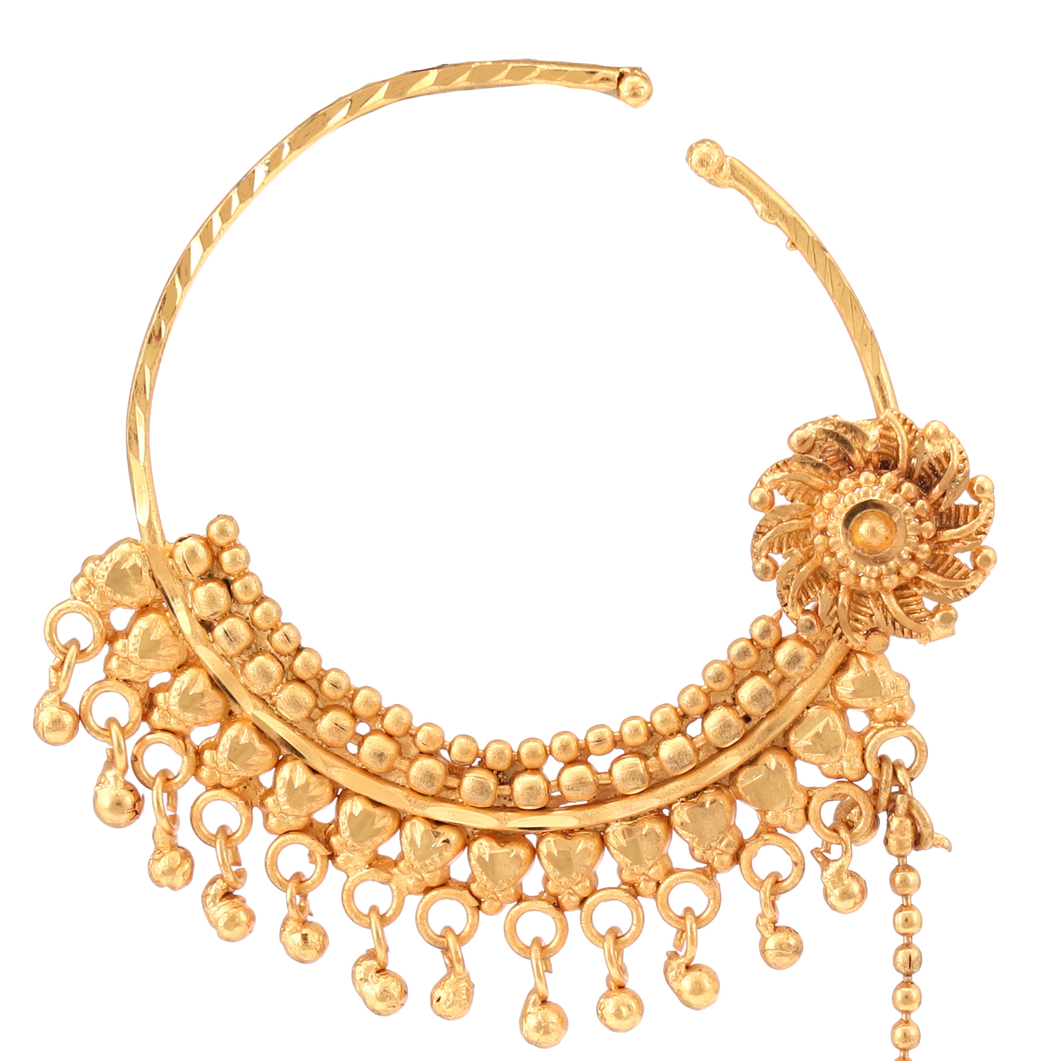 Golden Drop Heavy Bridal Nose Ring Nath Big (5 cm)