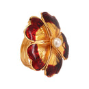 Golden Maroon Minekari Flower Necklace Set With Ring - BRISHNI