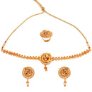 Golden Money Plant Kanthi With Matching Earrings - BRISHNI