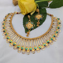 Green Blue Minakari Filigree Necklace Set - BRISHNI