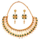 Green Blue Minakari Filigree Necklace Set - BRISHNI