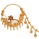 Heavy Bridal Nose Ring With Droplet Chain (Nath) - BRISHNI