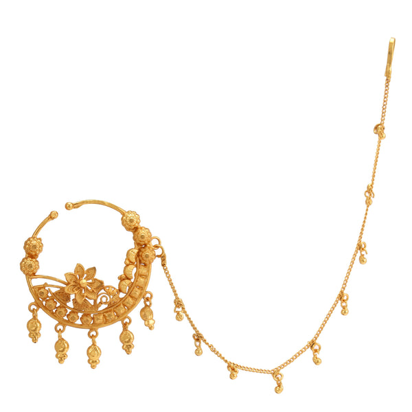 Heavy Golden small Bridal Nose Ring Nath
