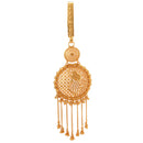 Jaal Decorated Komor Bicha, 24K gold plated copper earring with intricate design and tassels.