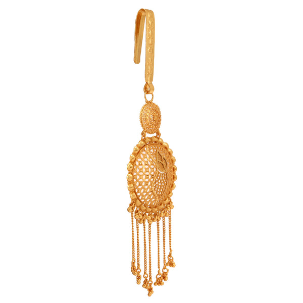 Jaal decorated 24K gold plated Komor Jhapta with intricate design and hanging details for komor bicha.