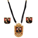 Jagannath (Square) Pendant with Matching Earrings - BRISHNI