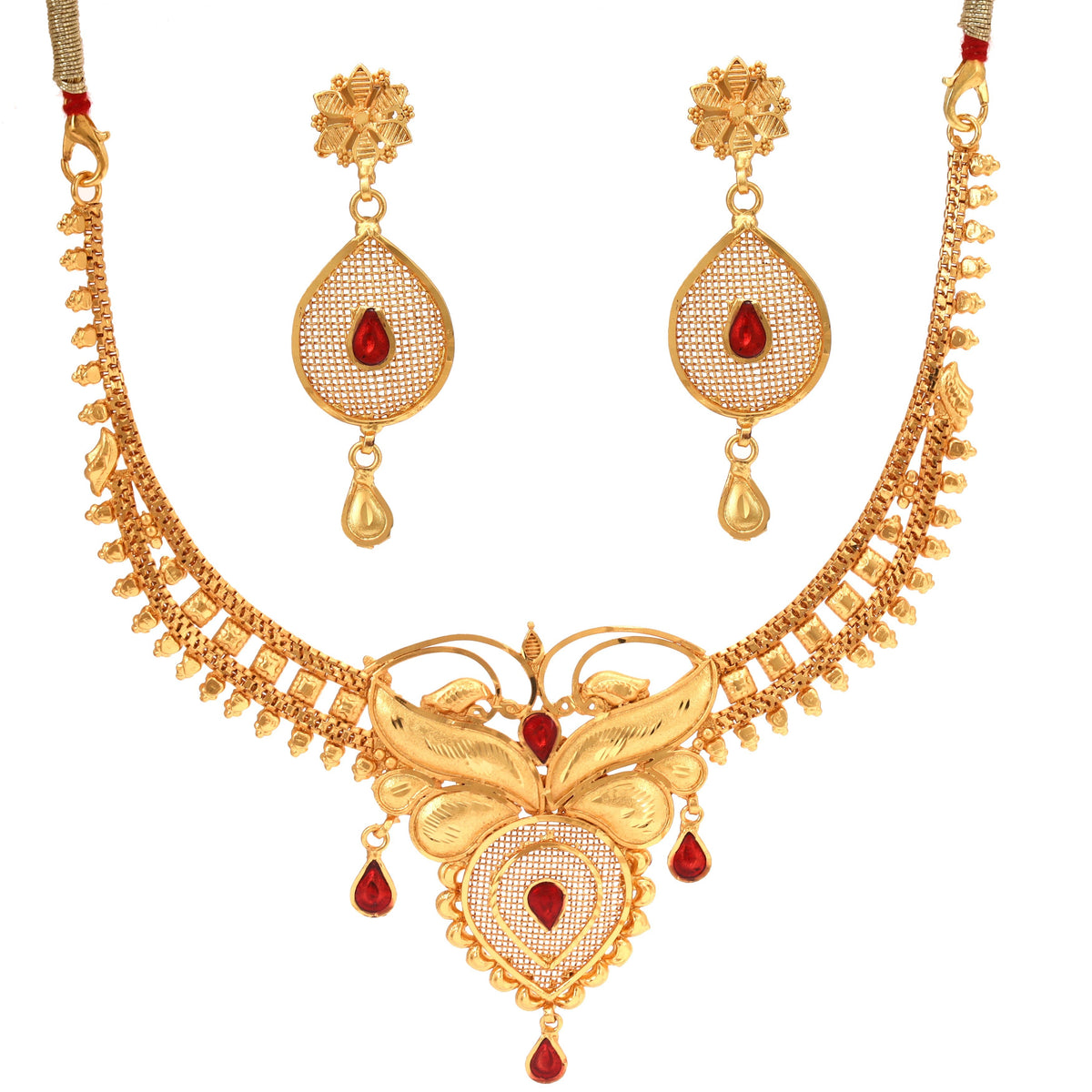 Jali Work Mina Drop Necklace Set