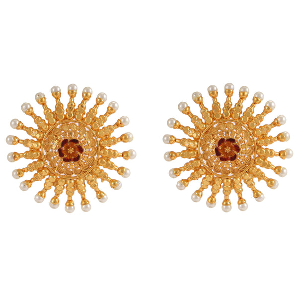 Buy Stylish Floral Design Party Wear Ruby Stone Big Earring Stud for Women