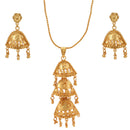 Kulo (3 steps) Pendant With Chain And Matching Earrings - BRISHNI