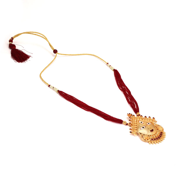 Maa Durga Locket earrings Set with Tassel - BRISHNI