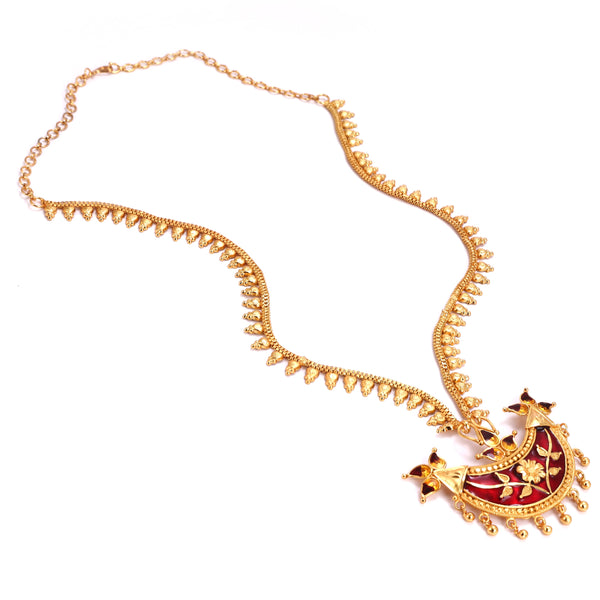 Manipuri Design Chain Locket Necklace set - BRISHNI