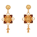 Maroon Golden Minakari Filigree Necklace Set - BRISHNI