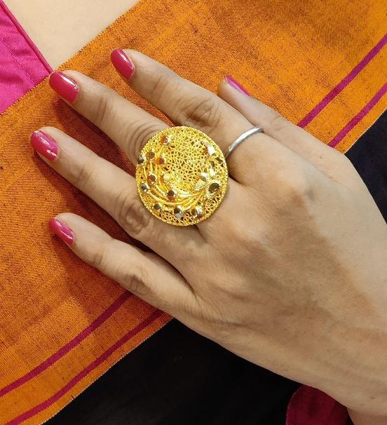 Buy Gold Plated Handcrafted Temple Finger Rings for Women Online at  Silvermerc | SBR9L_104 – Silvermerc Designs