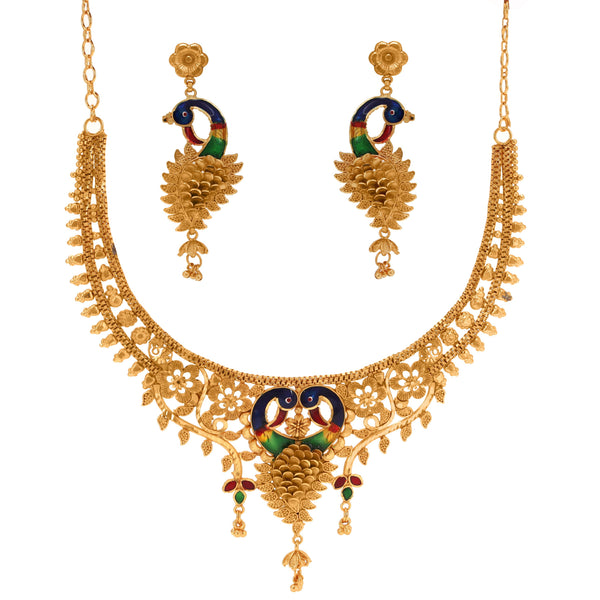 Mayurpankhi - Peacock Motif Necklace Set - BRISHNI