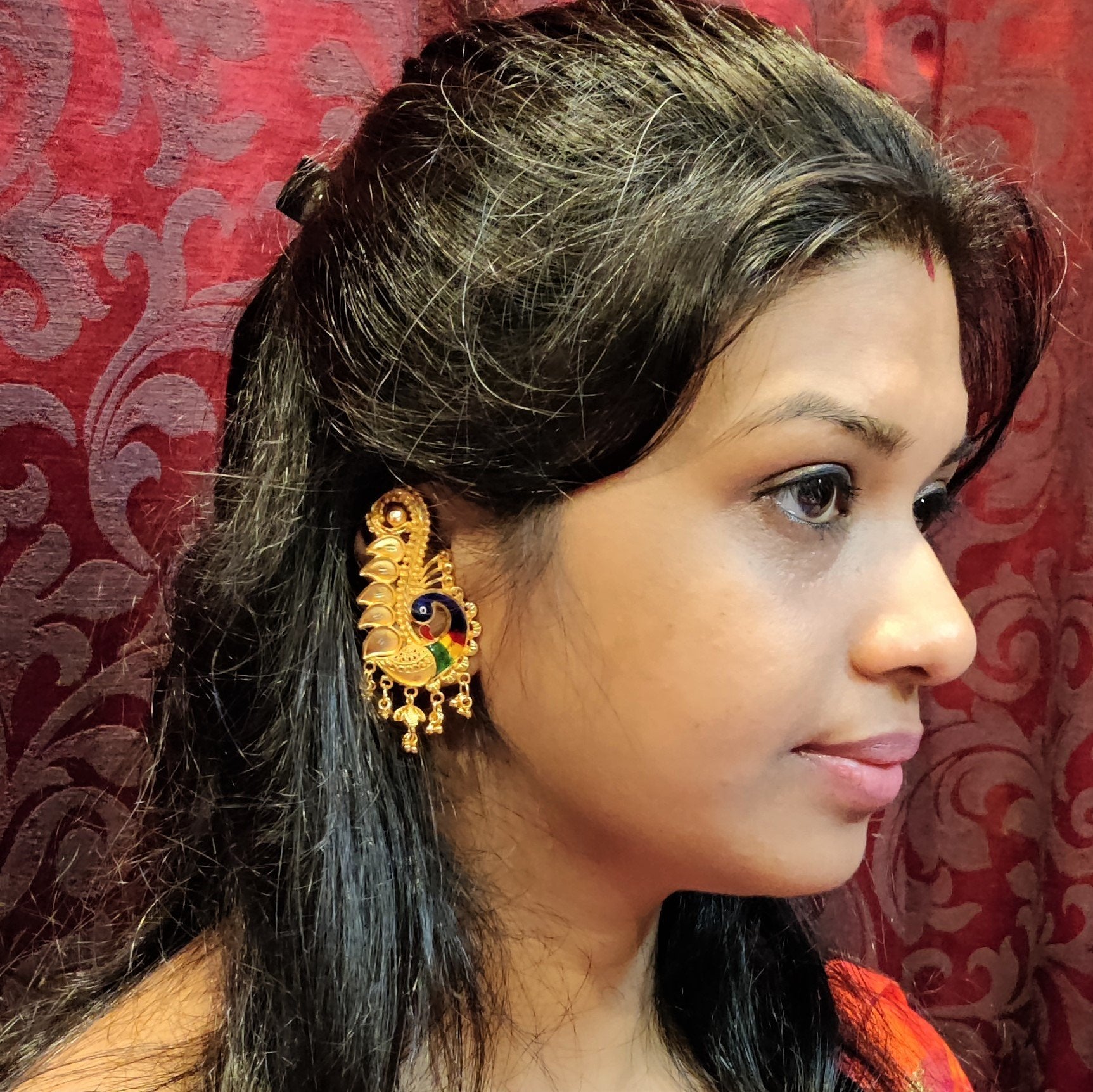 Gold Finish Earrings With Kaan Chain In Sterling Silver Design by Hunar at  Pernias Pop Up Shop 2023