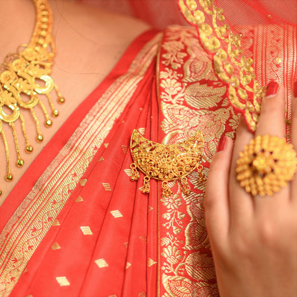 Moon Shaped Brooch Saree Pin