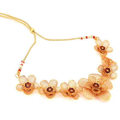 Net Flower Necklace Set - BRISHNI