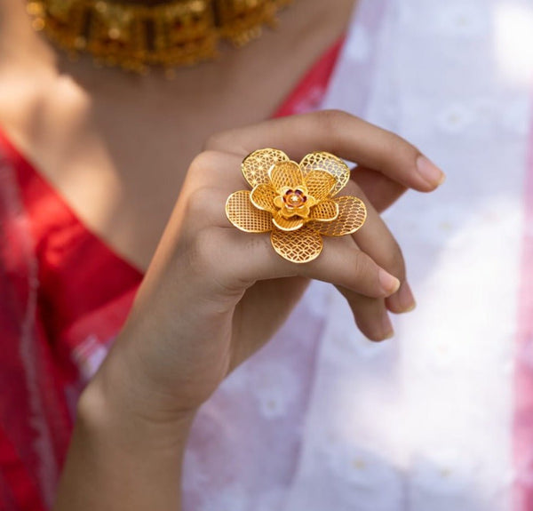 Filigree and Flower Ring | David Virtue Jewelry